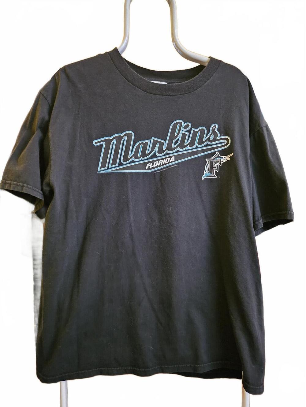 Vintage 2003 Florida Marlins Navy T-Shirt Size L - EUC